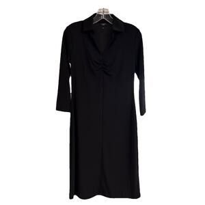 Women’s Talbots Petites Size P Black Shift Dress, Polyester, Belted, Long Sleeve